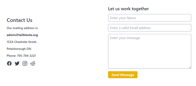 Contact Form UI design Tailwind CSS 