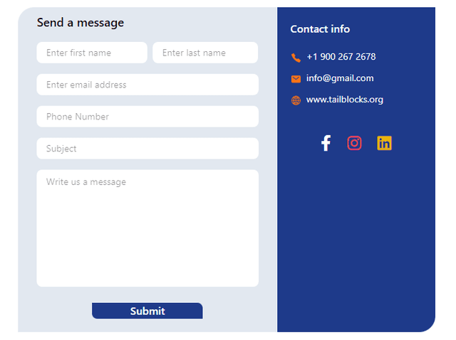 Contact Form UI design Tailwind CSS 