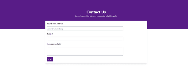 Contact Form UI design Tailwind CSS 