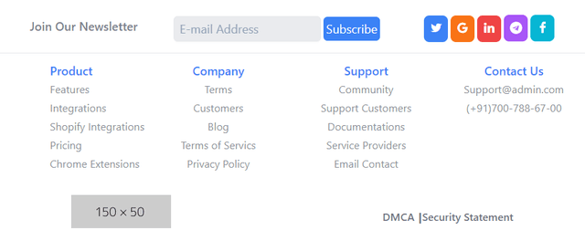  Footer UI design with code by tailblocks.shop 