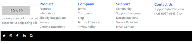  Footer UI design with code by tailblocks.shop
