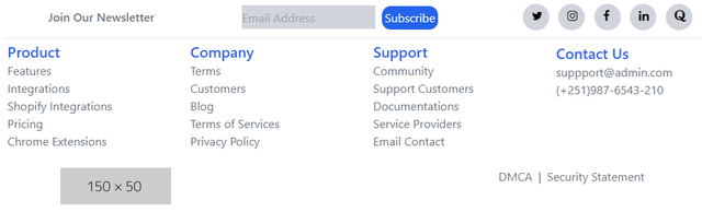  Footer UI design with code by tailblocks.shop
