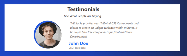  Testimonial Tailwind CSS Blocks - Tailblocks