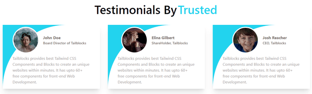  Testimonial Tailwind CSS Blocks - Tailblocks