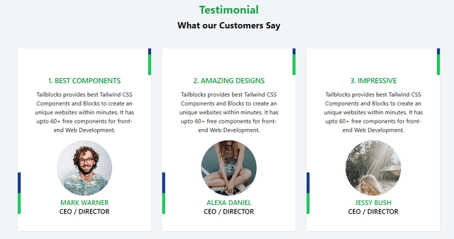  Testimonial Tailwind CSS Blocks - Tailblocks