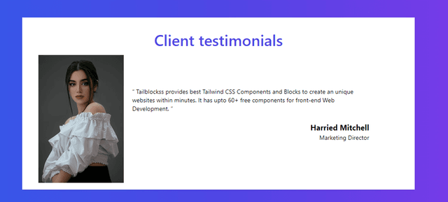  Testimonial Tailwind CSS Blocks - Tailblocks