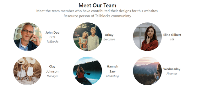  Team Tailwind CSS Blocks - Tailblocks