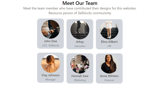  Team Tailwind CSS Blocks - Tailblocks