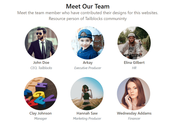  Team Tailwind CSS Blocks - Tailblocks