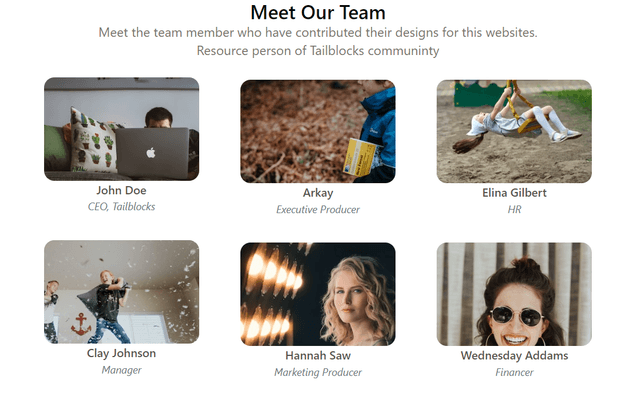  Team Tailwind CSS Blocks - Tailblocks
